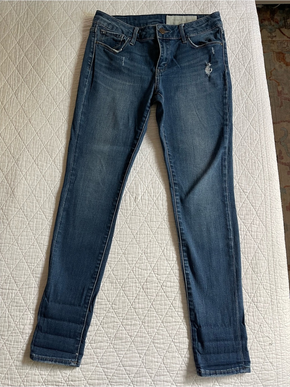Treasure & Bond Dark Blue Skinny Jeans with Rolled Cuffs
